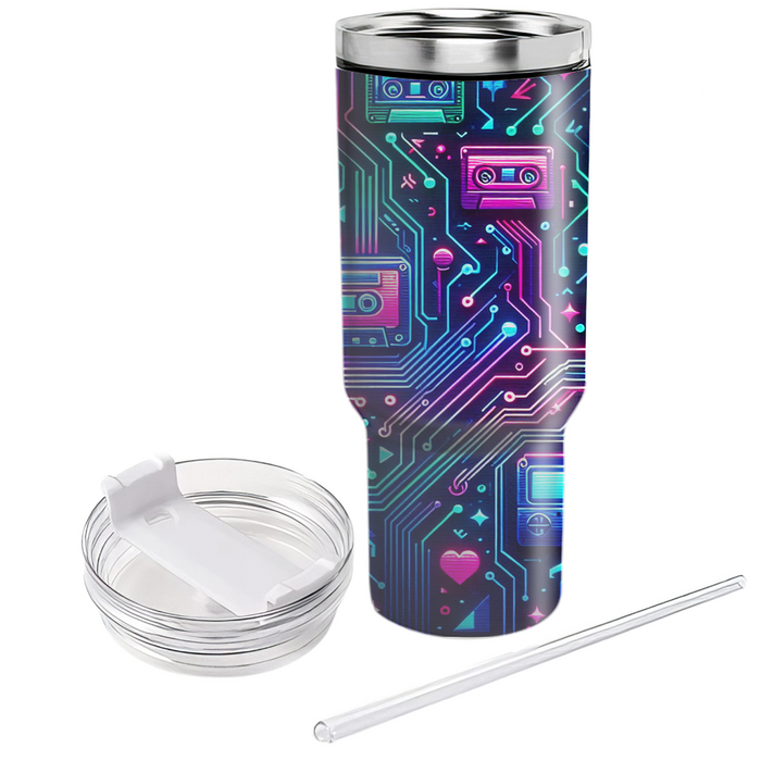 Neon Circuit Board Tumblers With Lids