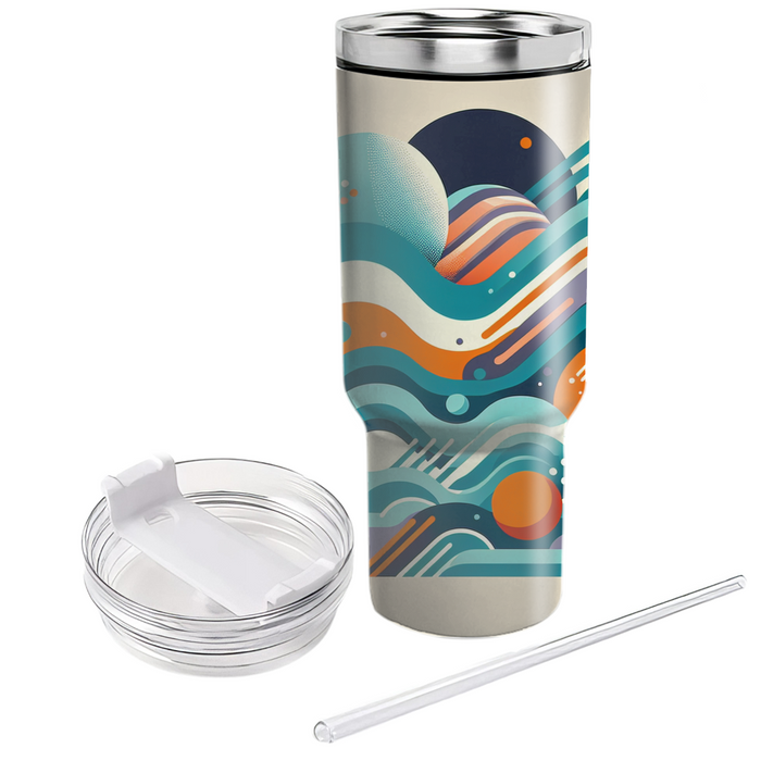 Abstract Waves And Dots  Travel Tumblers