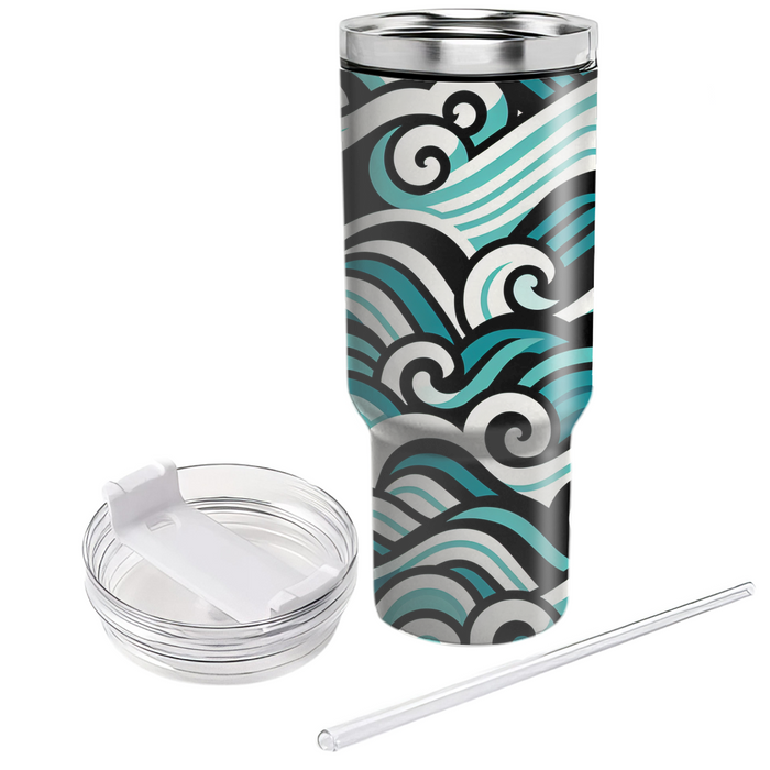 Stylized Wave Pattern Custom Tumblers