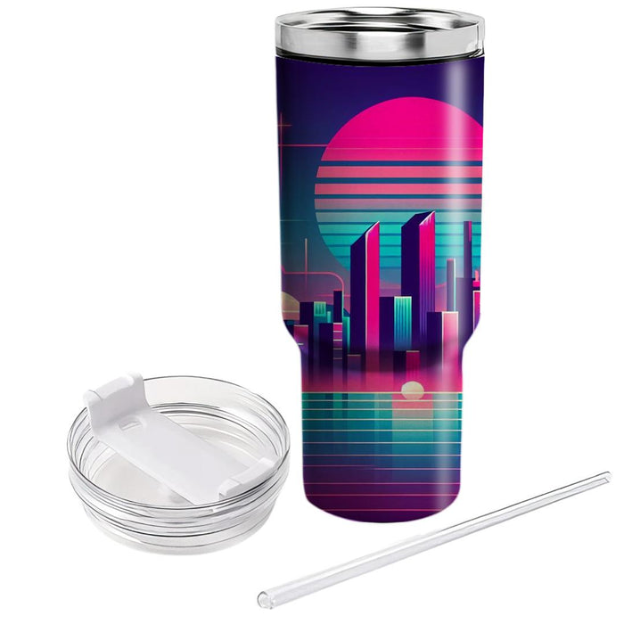 Vaporwave Retro City  Tumbler Cups