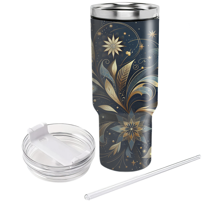 Midnight Blossoms - A New Year's Floral  Decorative Tumblers