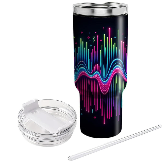 Bright Neon Waveforms  Custom Tumblers