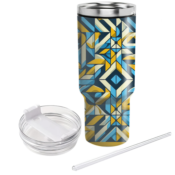 Interlocking Triangle Mosaic  Tumblers With Lids