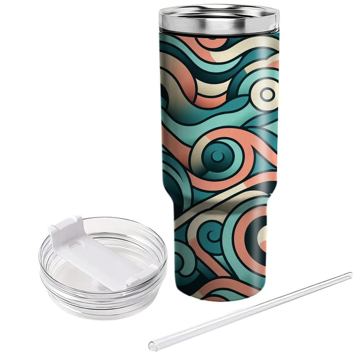 Geometric Swirl Motif  Tumblers With Lids