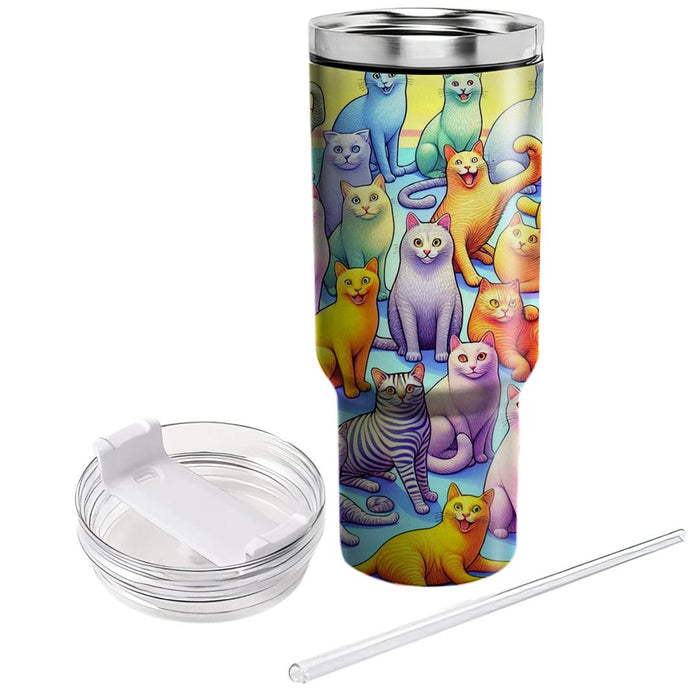 Whimsical Cat Play  Personalized Tumblers