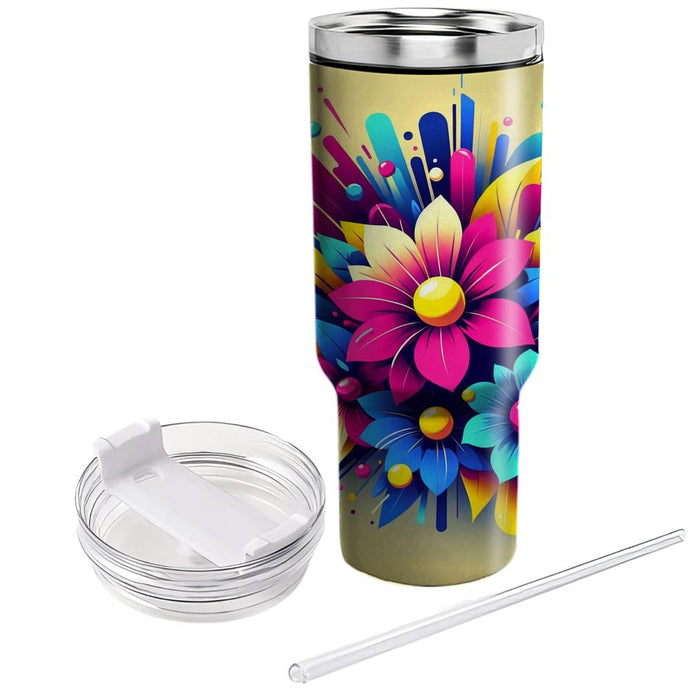 Vivid Floral Explosion  Personalized Tumblers