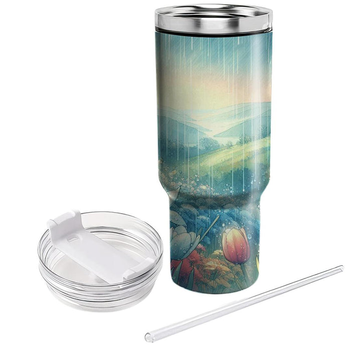 Spring Raindrop Renewal Tumblers With Lids