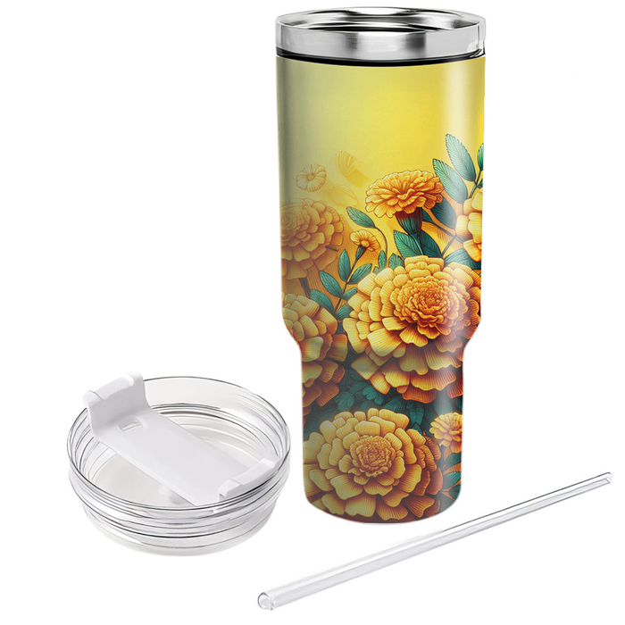 Sunlit Marigold Fields  Custom Tumblers