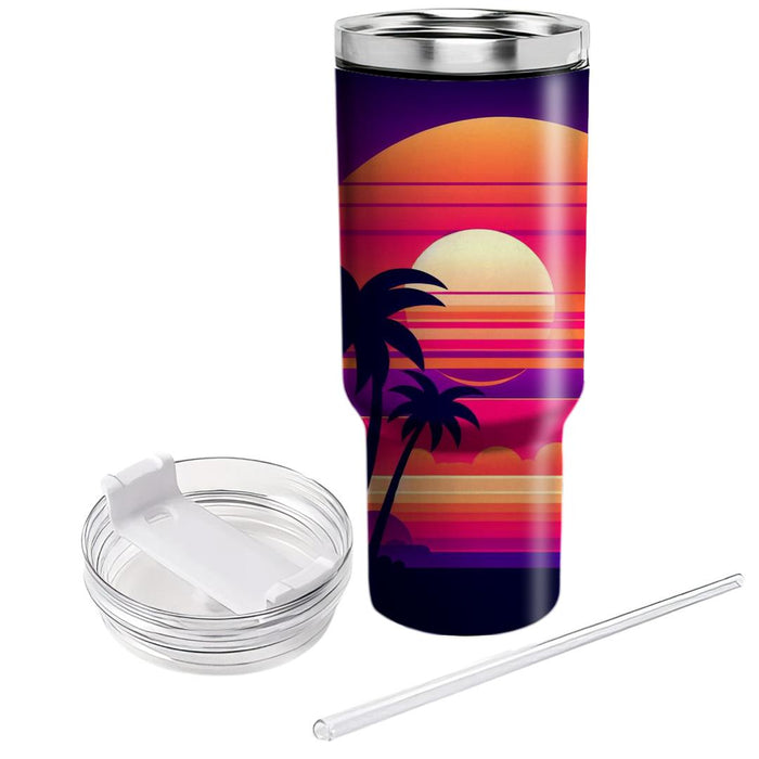 Synth Sunset Glow Travel Tumblers