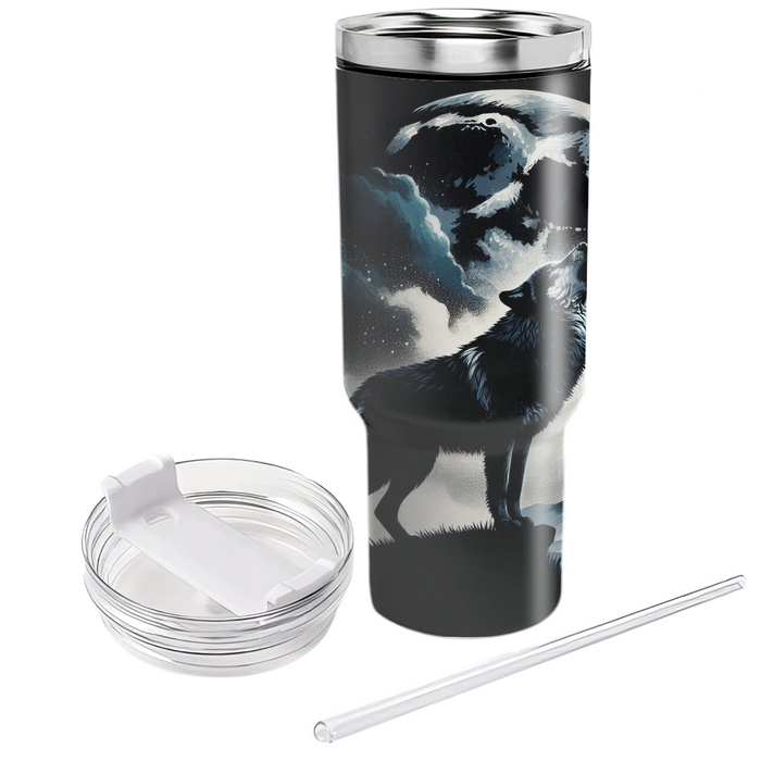 Starlit Wolf Howl  Personalized Tumblers