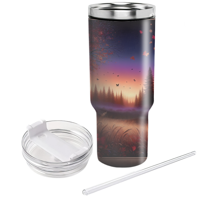 Autumn Twilight Leaves  Personalized Tumblers