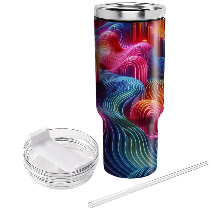 Vintage Neon Waves  Travel Tumblers