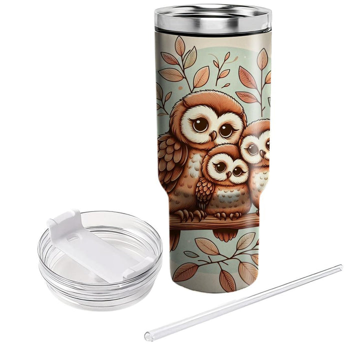 Friendly Owl Family  Custom Tumblers