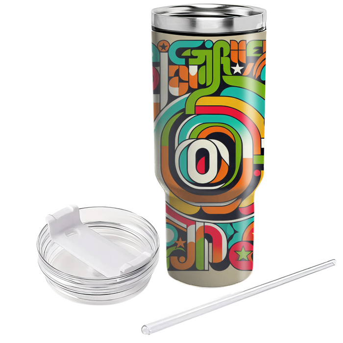 Funky Retro Typography  Unique Tumblers