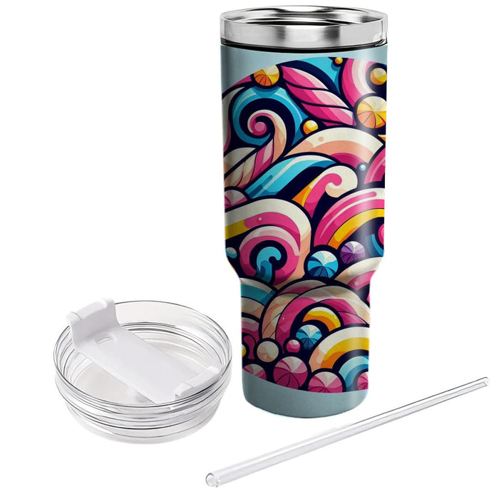 Whimsical Candy Swirls  Tumblers With Lids