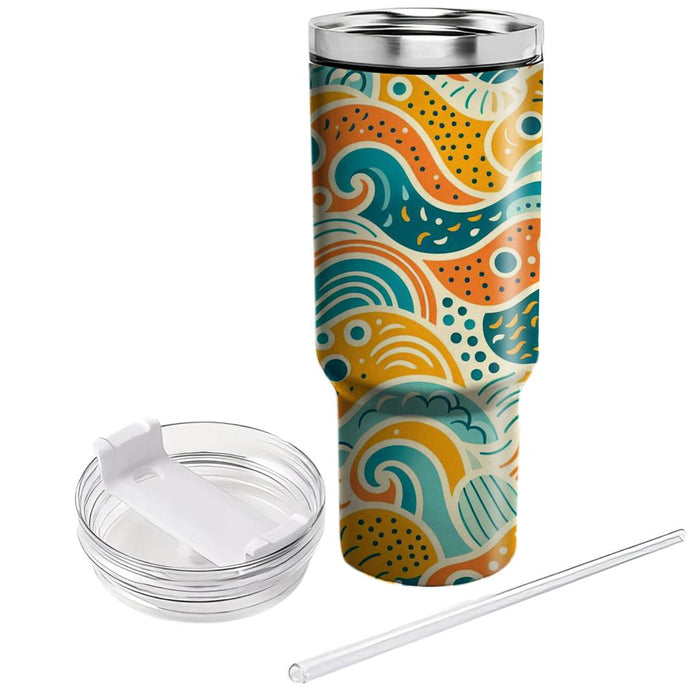 Waves And Dots  Personalized Tumblers