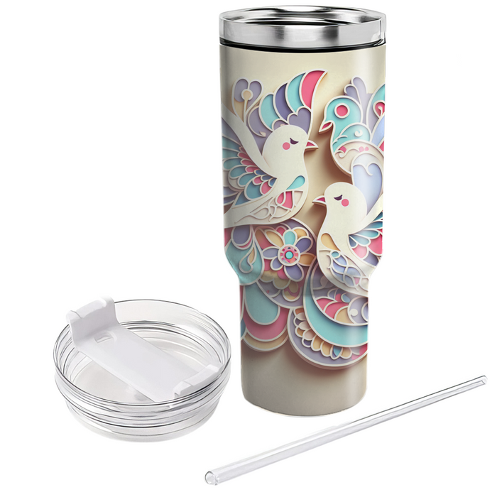 Whimsical Peace Doves Travel Tumblers