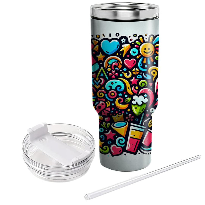 Whimsical Doodle Fun  Tumbler Cups