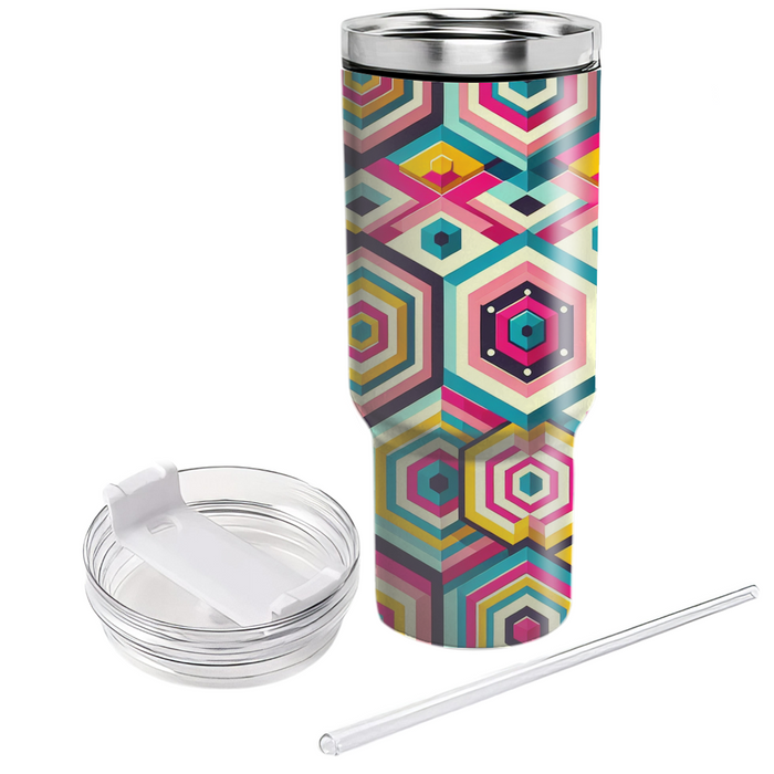 Retro Hexagon Kaleidoscope  Unique Tumblers