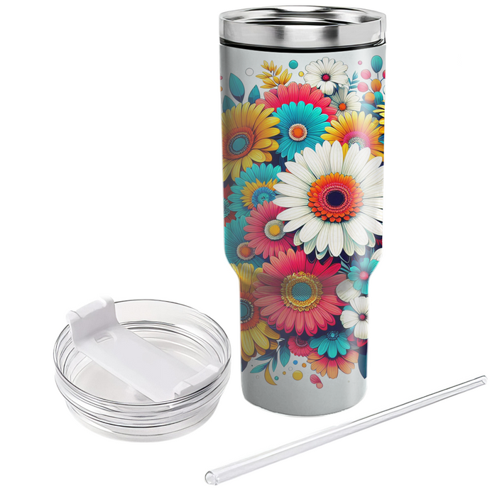 Vibrant Floral Medley  Tumblers With Lids