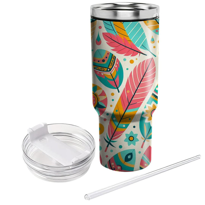 Bright Boho Feather  Insulated Tumblers