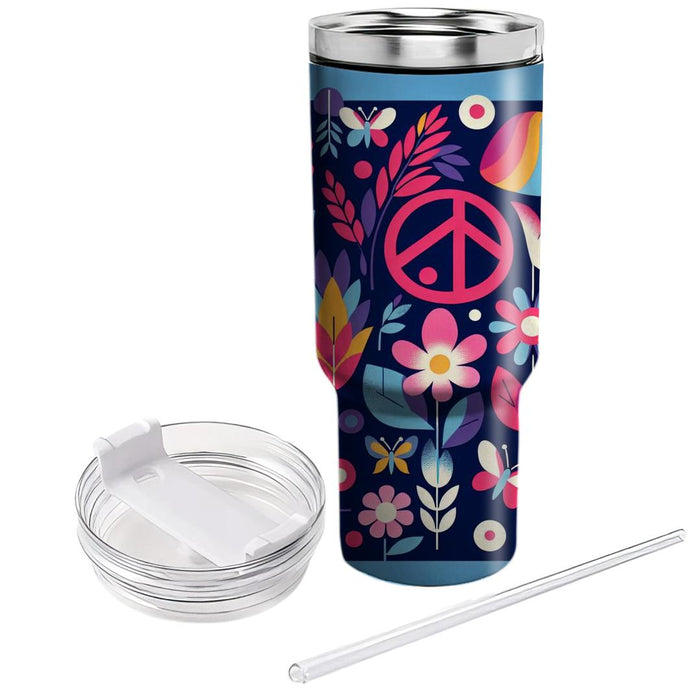 Vibrant Peace Sign  Tumblers With Lids