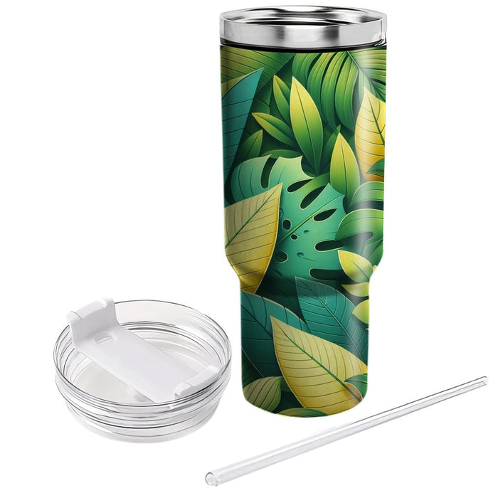 Tropical Leaves Pattern  Personalized Tumblers