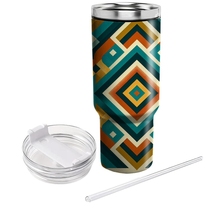 Retro Patterned Diamonds Insulated Tumblers