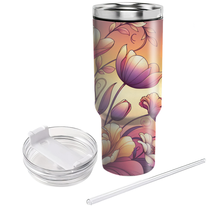 Sunset Floral Serenity  Unique Tumblers