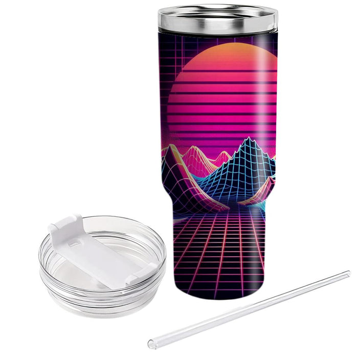 Synthwave Mountain  Tumblers With Lids