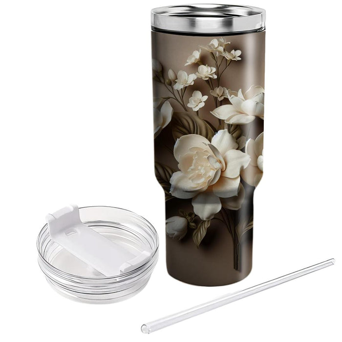 Timeless Gardenia Elegance  Unique Tumblers