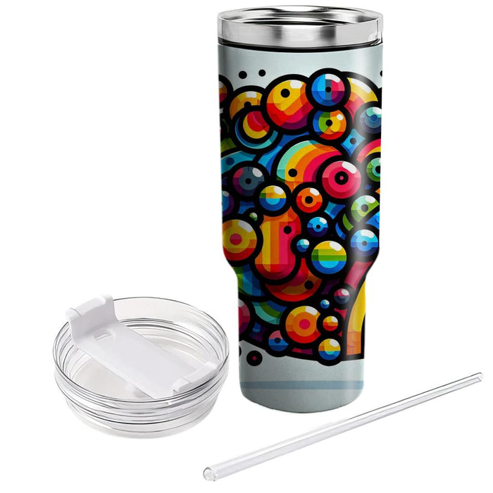 Bright Rainbow Circles  Travel Tumblers