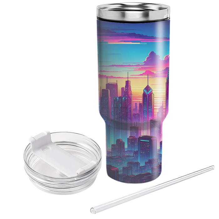 Futuristic Neon Landscape  Tumbler Cups