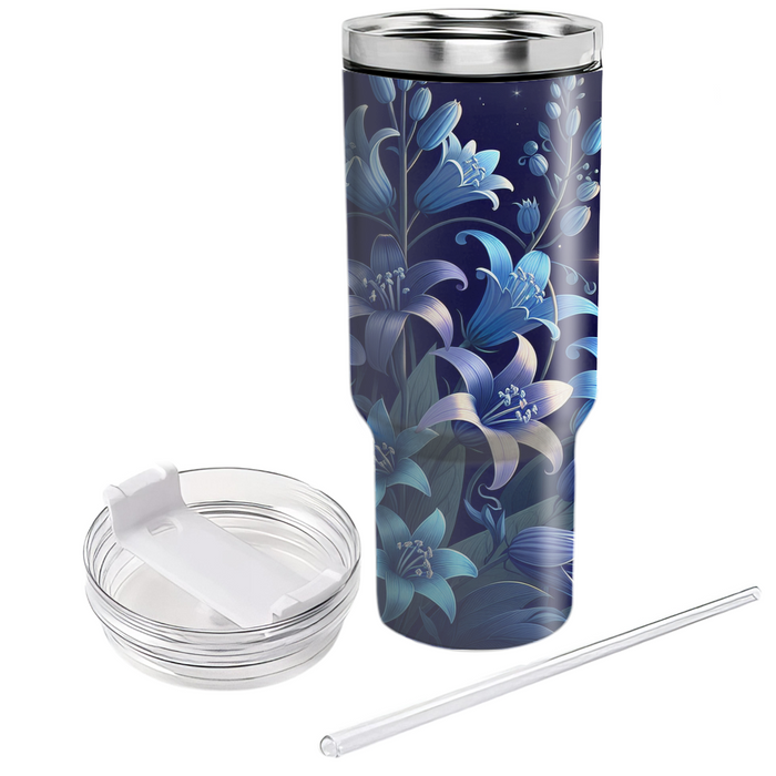 Midnight Bluebell Enchantment Travel Tumblers