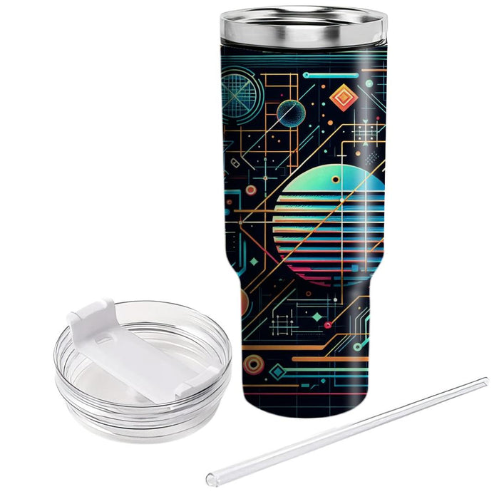 Geometric Neon Grid  Custom Tumblers