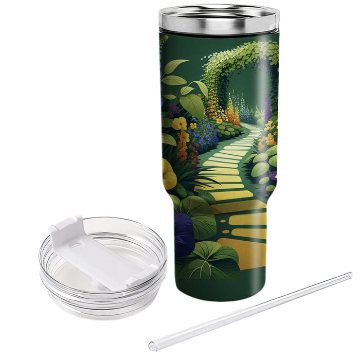 Vibrant Garden Pathway  Travel Tumblers