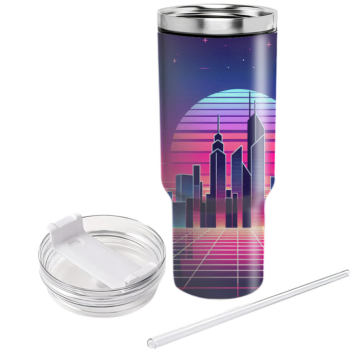 Vibrant Synthwave Horizon  Personalized Tumblers