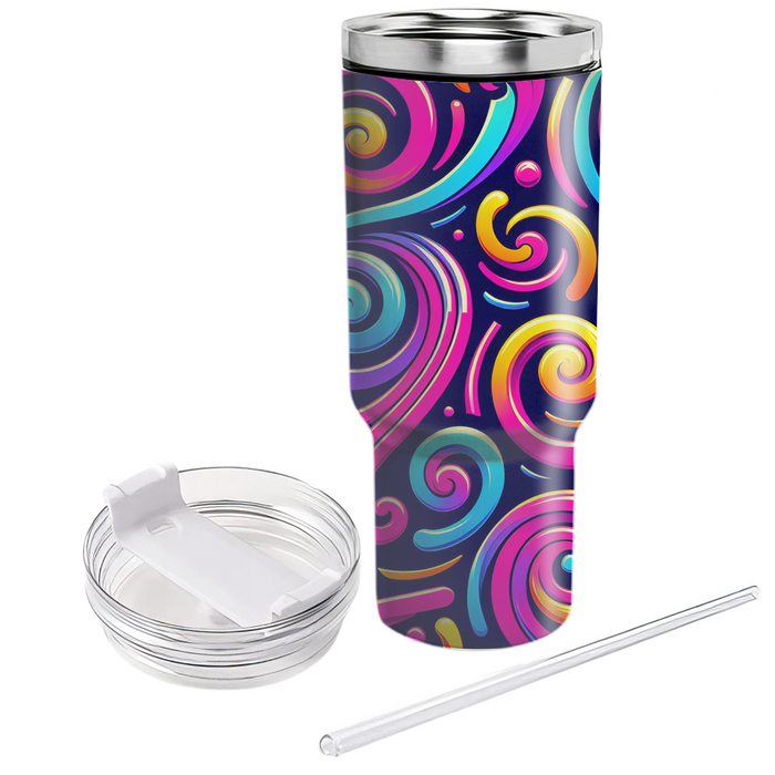 Retro Neon Swirls  Custom Tumblers