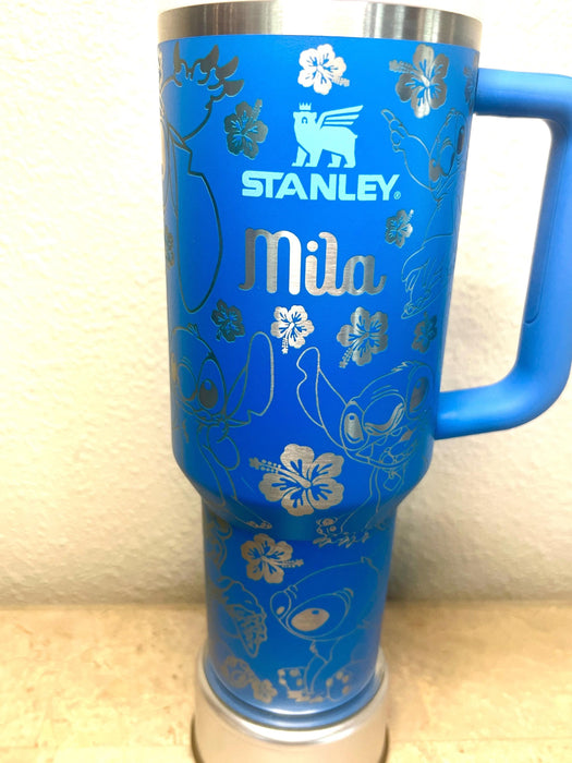 Personalized Name Tropical Design 40 Oz Insulated Tumbler With Handle