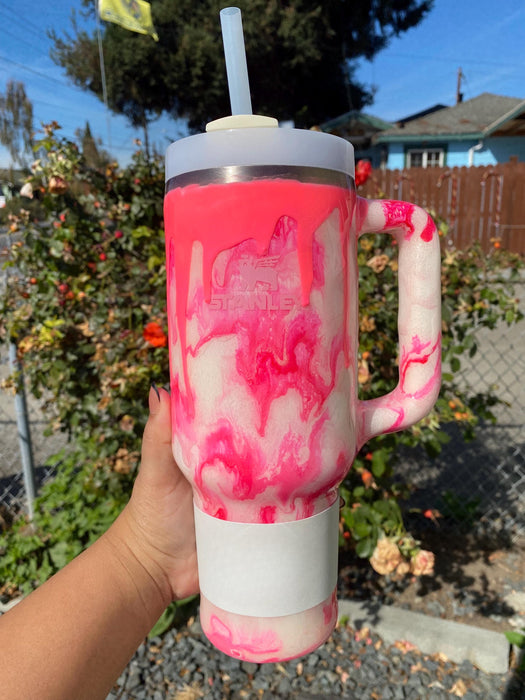 40oz Marble Swirl Design Tumbler With Handle