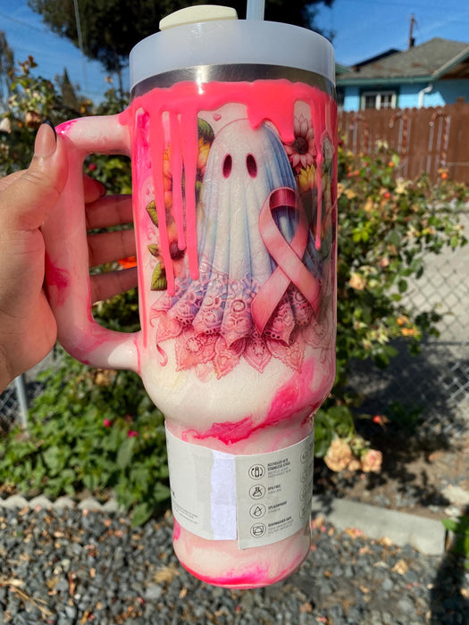 40oz Marble Swirl Design Tumbler With Handle