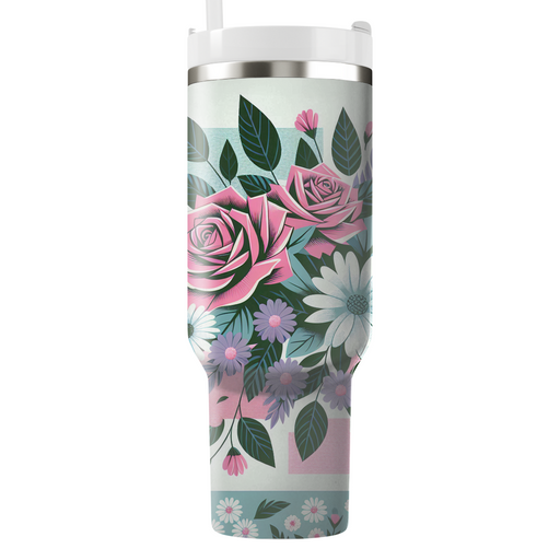 Vintage Floral  Tumblers With Lids