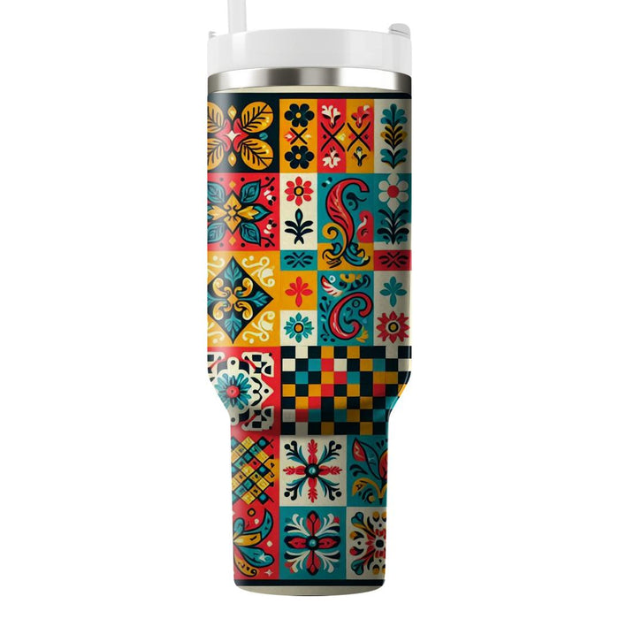 70s Groove Checkerboard  Travel Tumblers