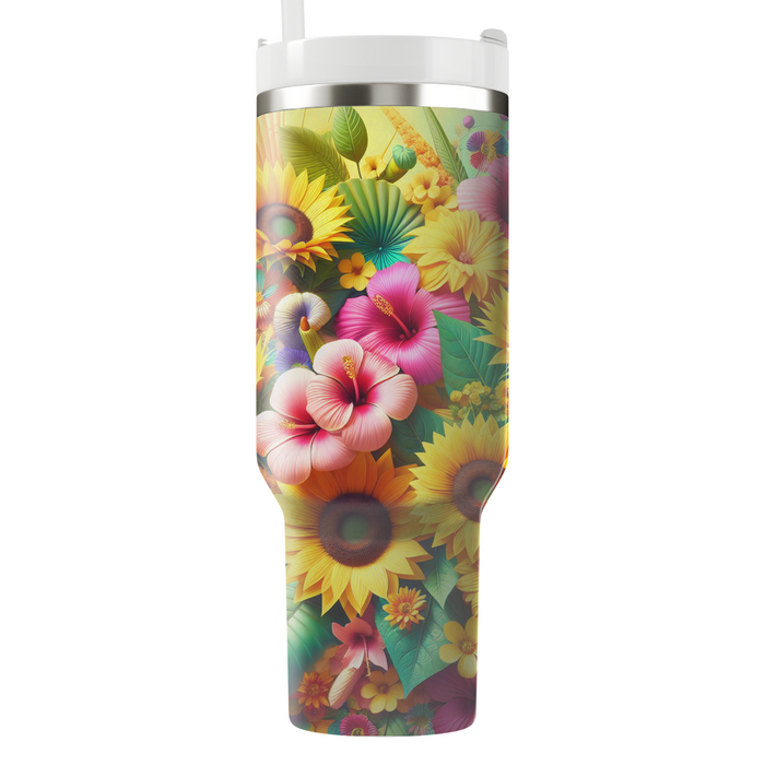 Summer Bright Floral Burst  Personalized Tumblers