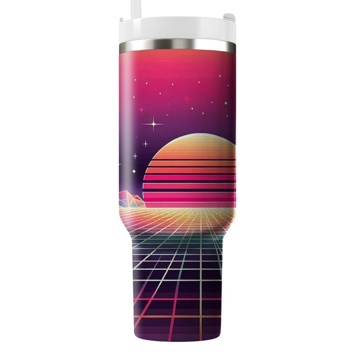 Retro Grid Sunrise  Unique Tumblers