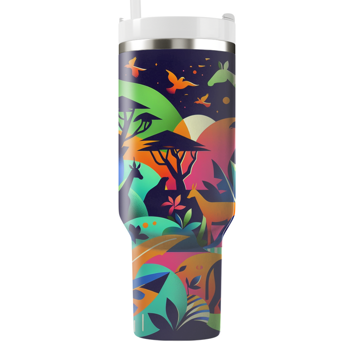 Wild Neon Safari  Personalized Tumblers