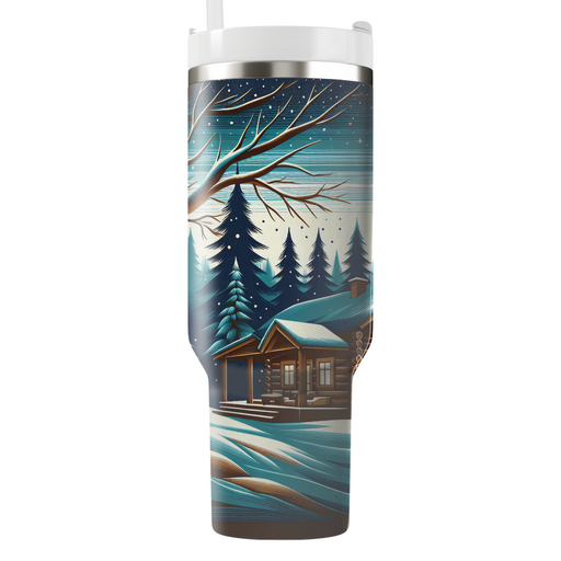 Winter Starlit Cabin  Tumbler Cups