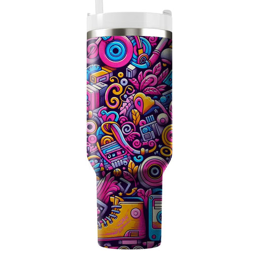 Whimsical 80s Doodles  Travel Tumblers