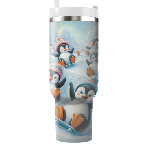 Cheerful Penguin Parade  Tumblers With Lids