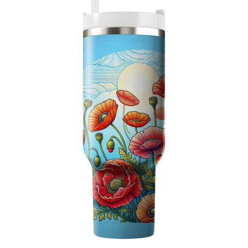 Sunkissed Poppy Field  Tumblers With Lids